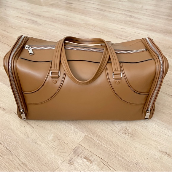 BALLY Fred Beige Leather Logo Duffle Bag Weekender - Picture 7 of 8
